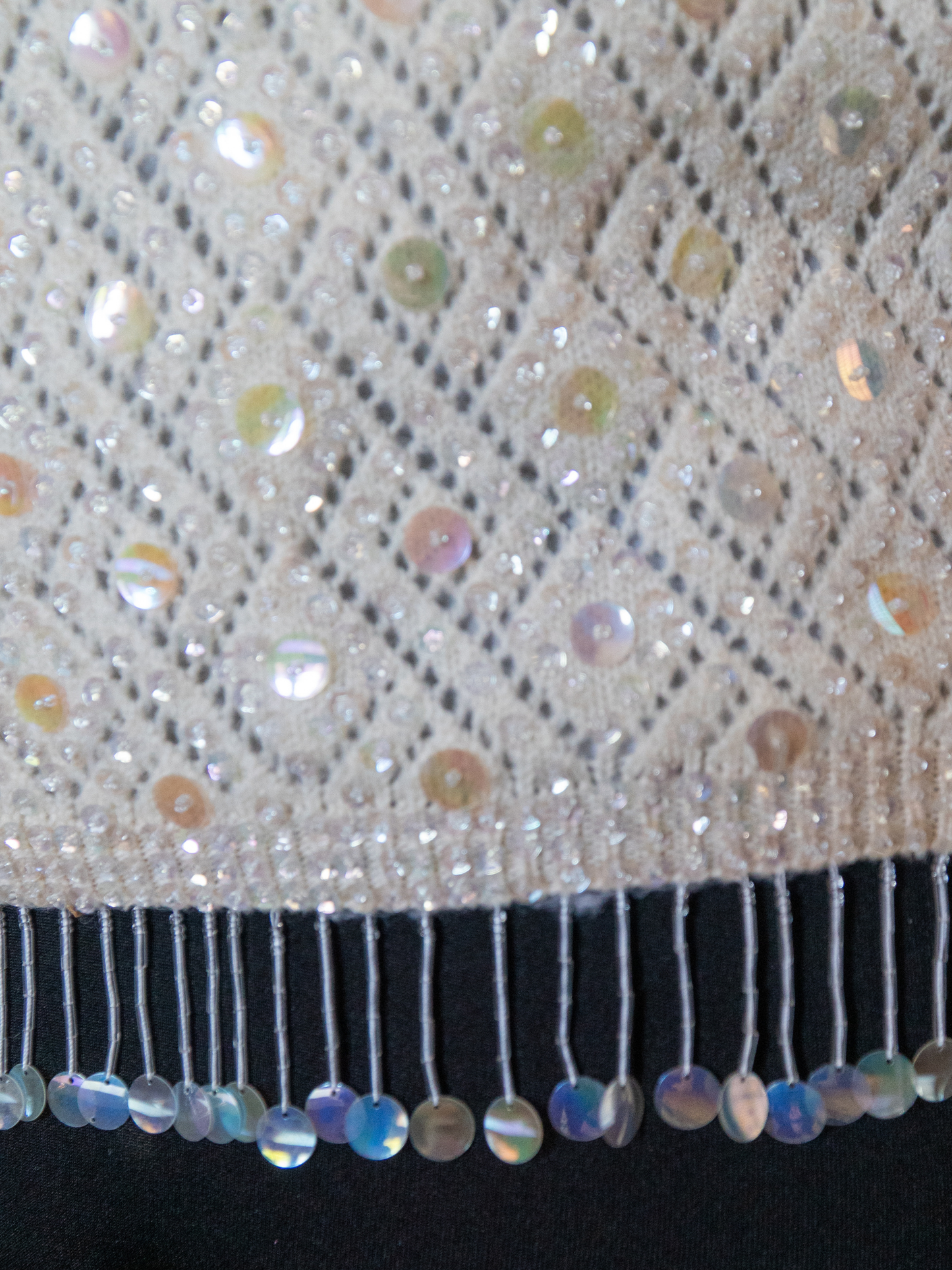 Disco Snow Angel: 1960s Beaded Fringe Sweater
