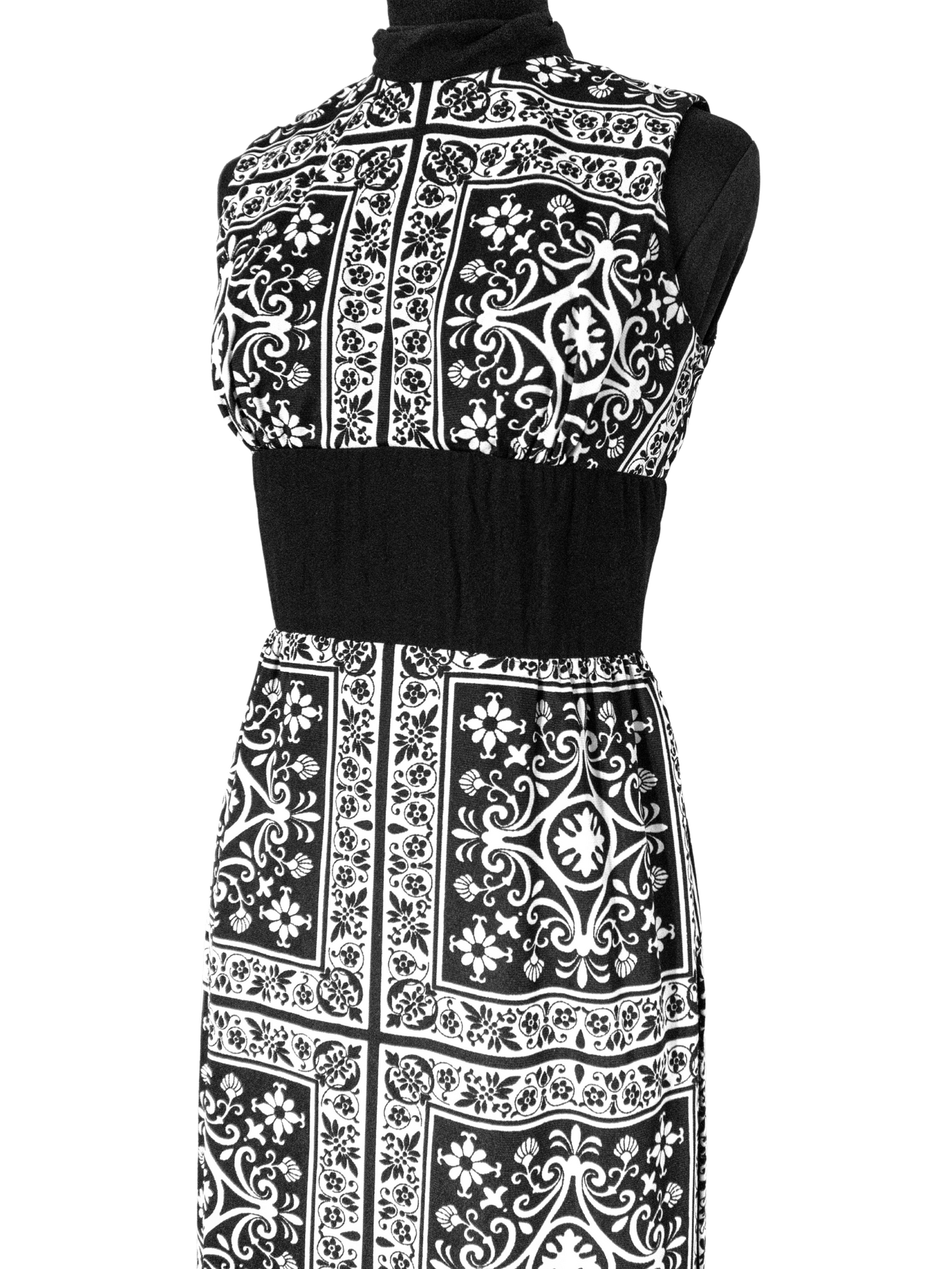 Op Art Oracle: 1970s Monochrome Maxi Dress