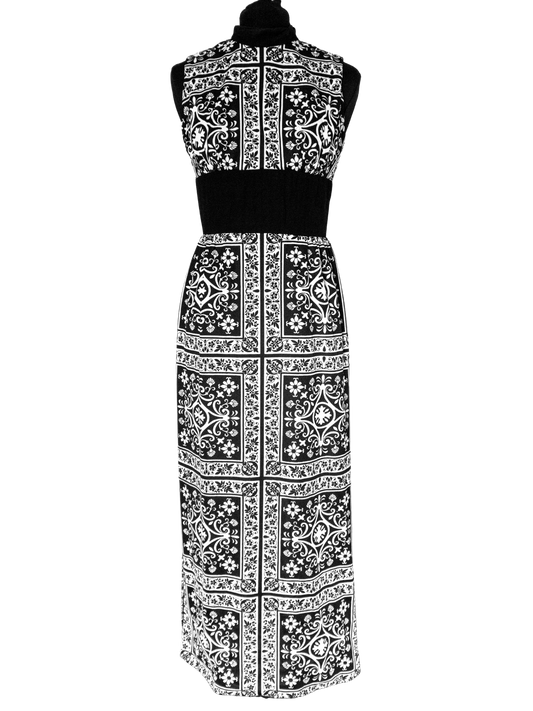 Op Art Oracle: 1970s Monochrome Maxi Dress