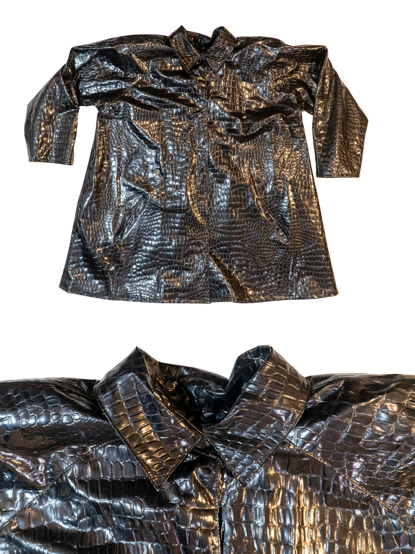 Loch Ness: Croc-Embossed Vinyl Coat