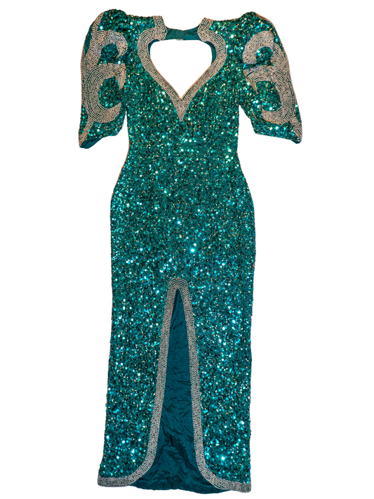 Emerald Siren: Beaded Teal Showstopper Gown