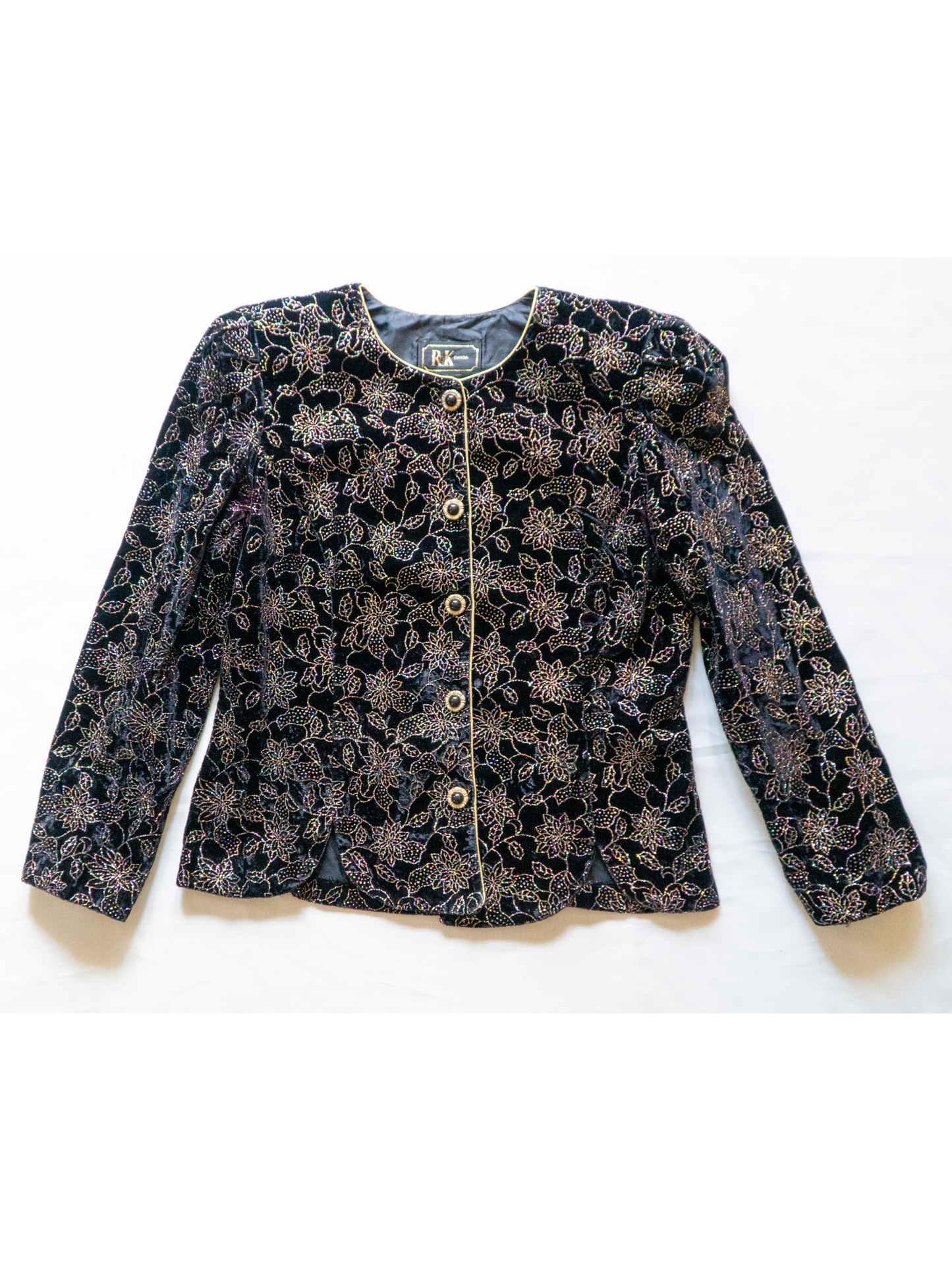 The Star Garden: 1980s R&K Evening Black Velvet Jacket