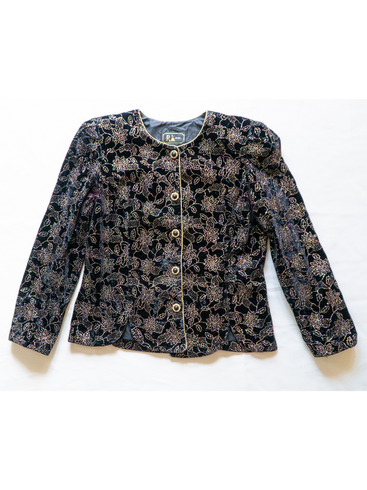 The Star Garden: 1980s R&K Evening Black Velvet Jacket
