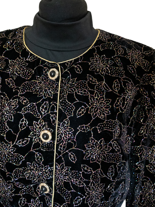 The Star Garden: 1980s R&K Evening Black Velvet Jacket