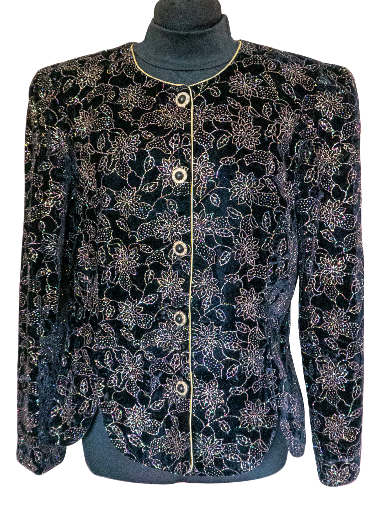 The Star Garden: 1980s R&K Evening Black Velvet Jacket