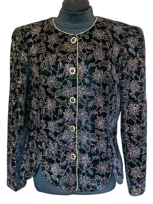 The Star Garden: 1980s R&K Evening Black Velvet Jacket
