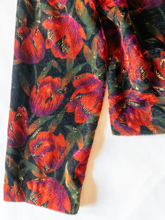Opium Bloom: 1990s Velvet Floral Jacket
