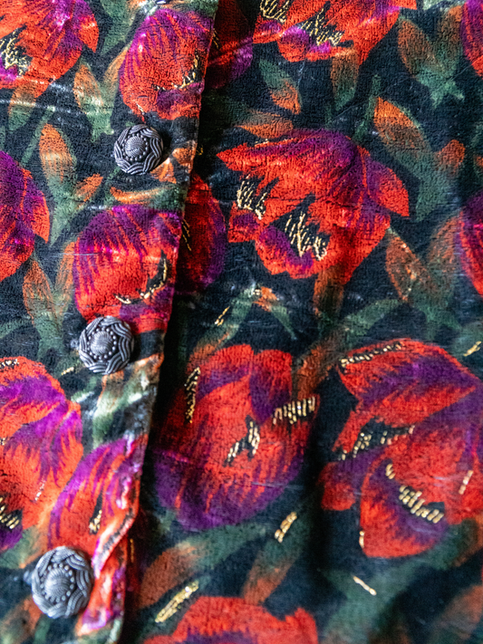 Opium Bloom: 1990s Velvet Floral Jacket