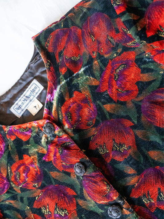 Opium Bloom: 1990s Velvet Floral Jacket