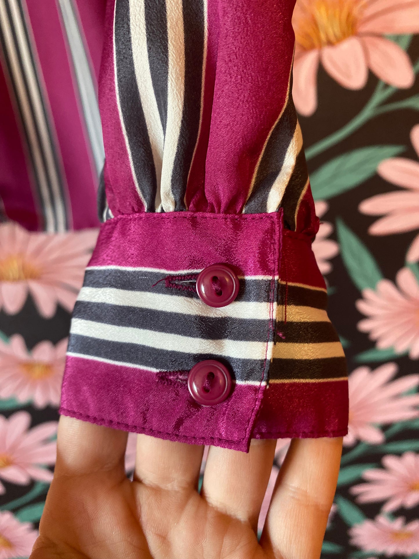 VINTAGE MAGENTA STRIPED BLOUSE