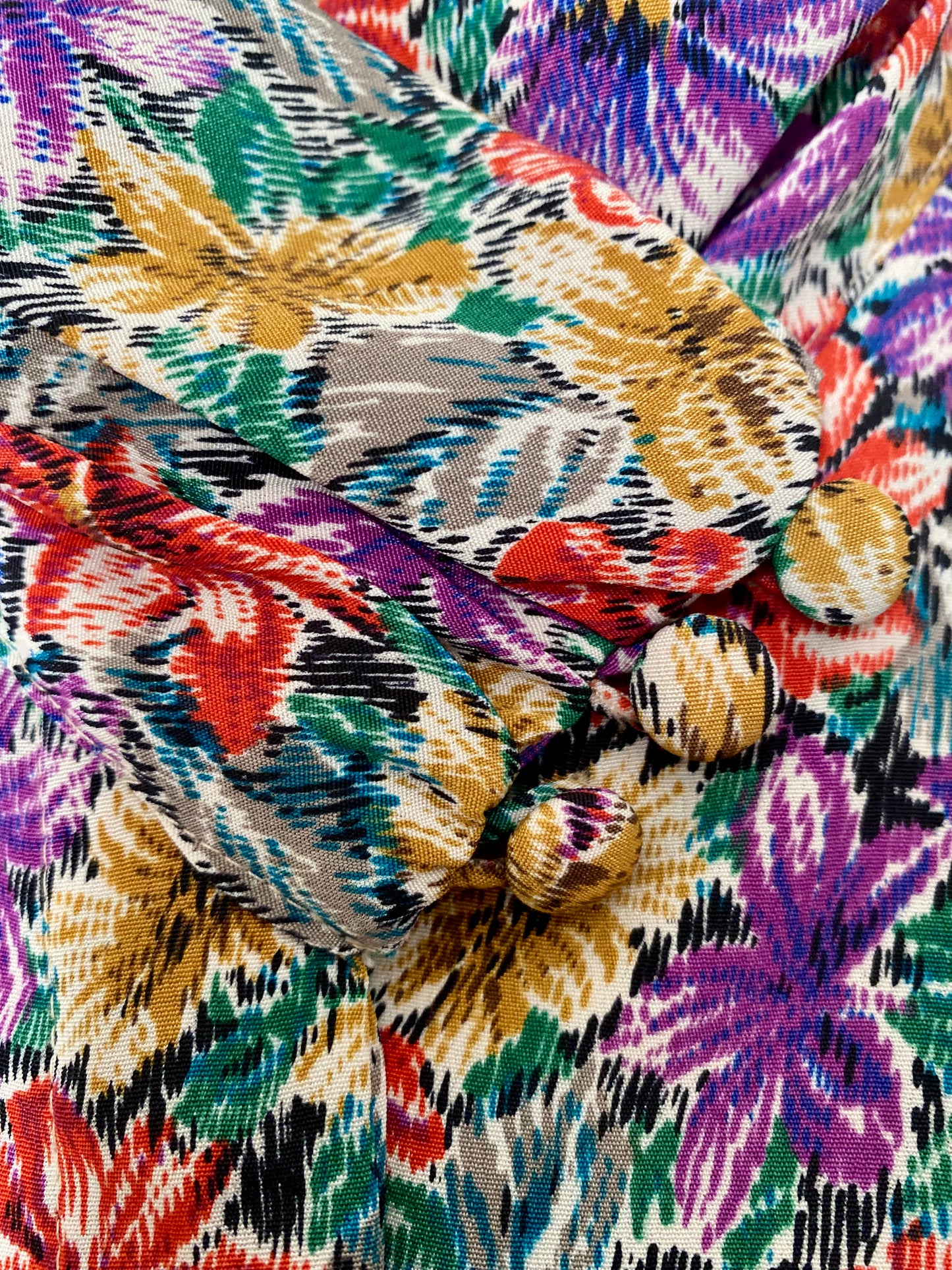 Violet Voltage: 1980s Silky Floral Drama Blouse