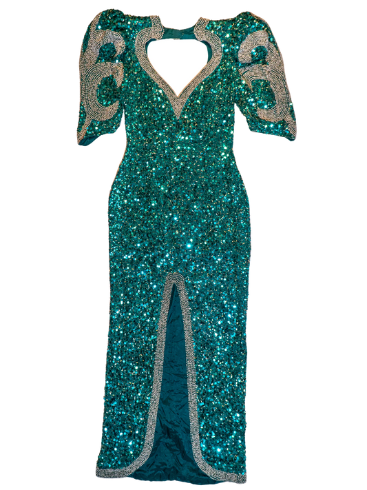 Emerald Siren: Beaded Teal Showstopper Gown