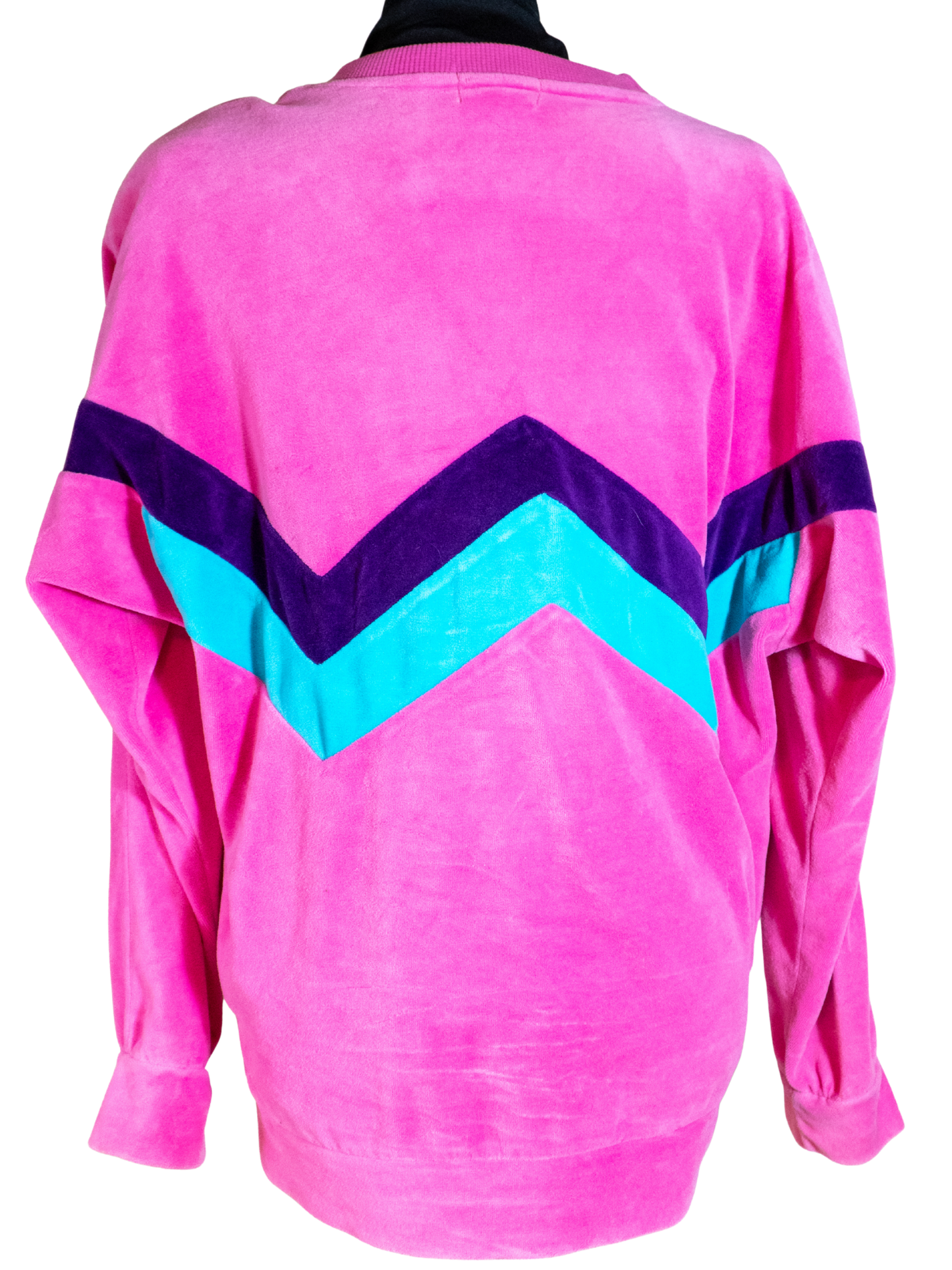 Bubblegum Voltage: 1980s Chevron Velour Sweatshirt by Lavon