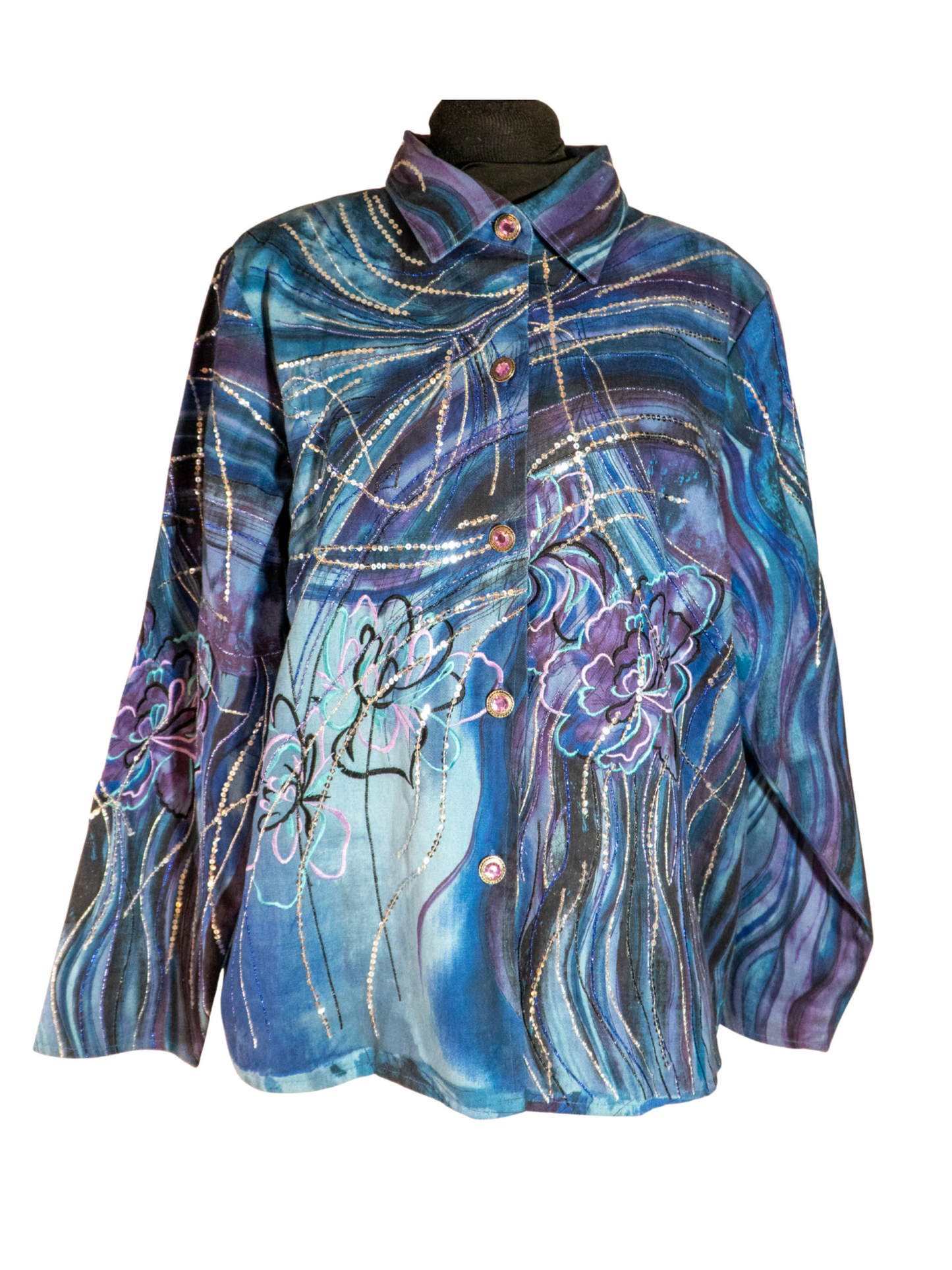 Moonlit Current: Psychedelic Jacket by Indigo Moon
