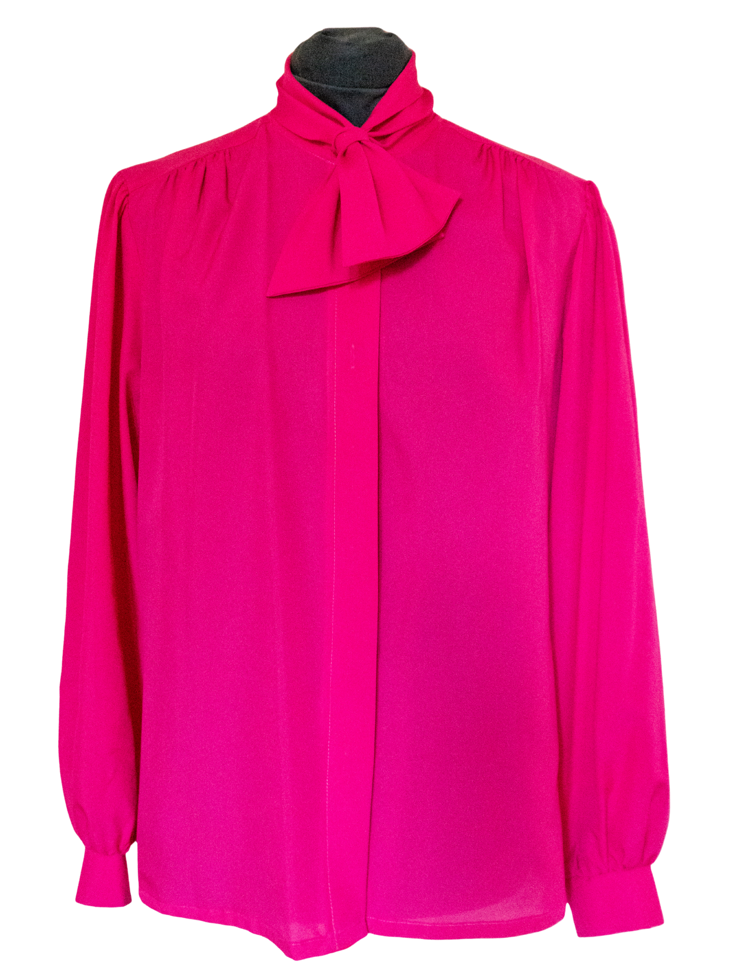Power Play: 1980s Hot Pink Pussybow Blouse