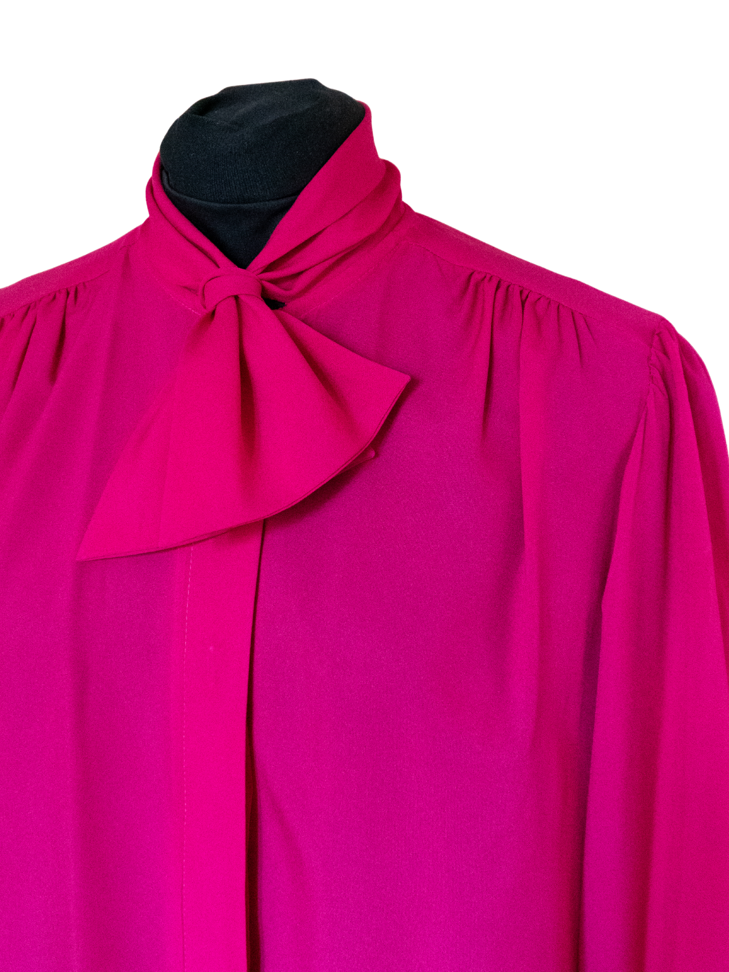 Power Play: 1980s Hot Pink Pussybow Blouse