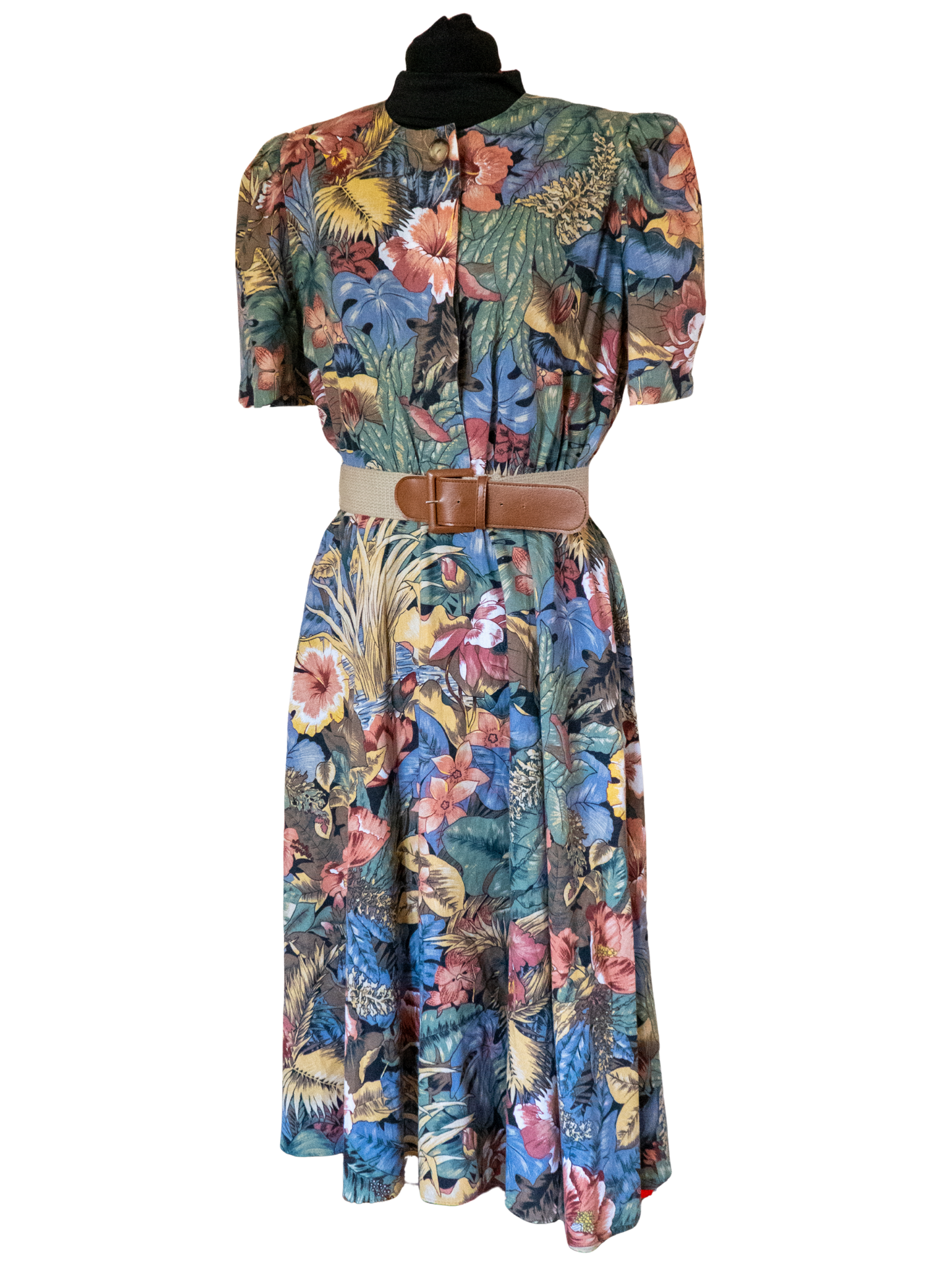 Reverie: 1980s Botanical Midi Dress
