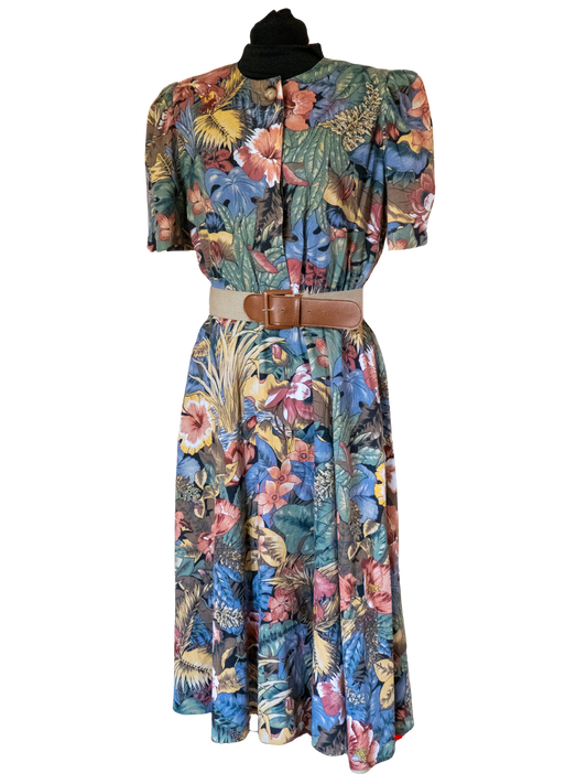Reverie: 1980s Botanical Midi Dress