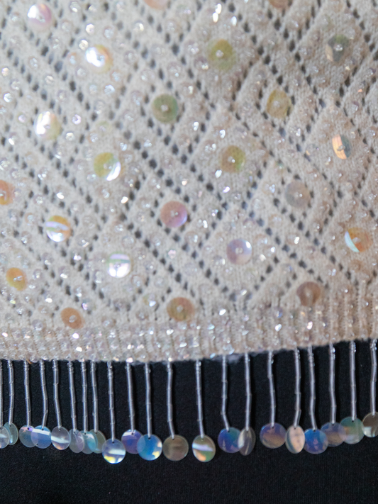 Disco Snow Angel: 1960s Beaded Fringe Sweater