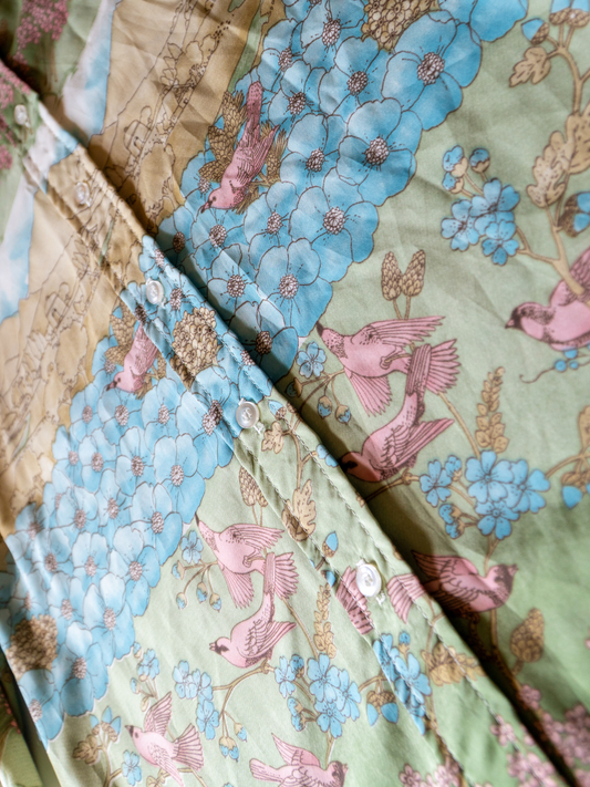 Pastoral Melody: 1970s Scenic Print Button-Down