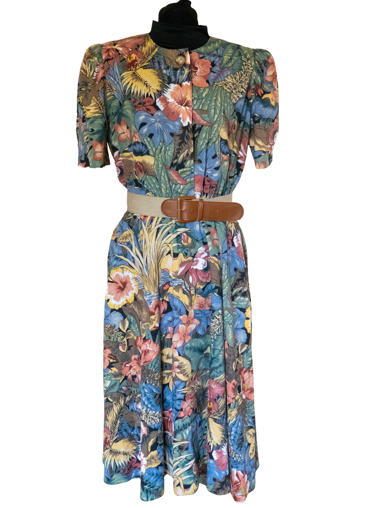 Reverie: 1980s Botanical Midi Dress