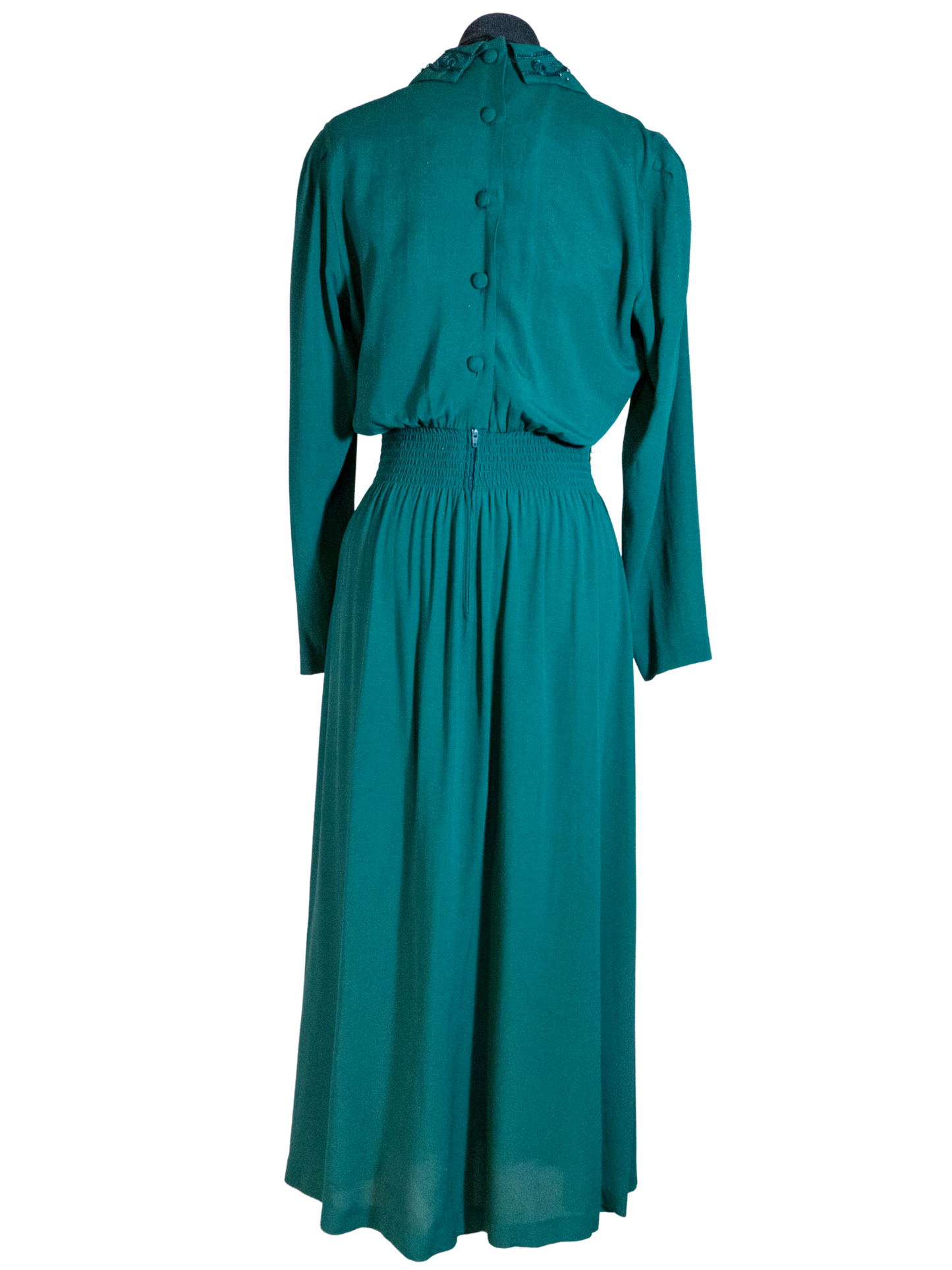 Beaded & Pleated: Emerald Maxi Dress