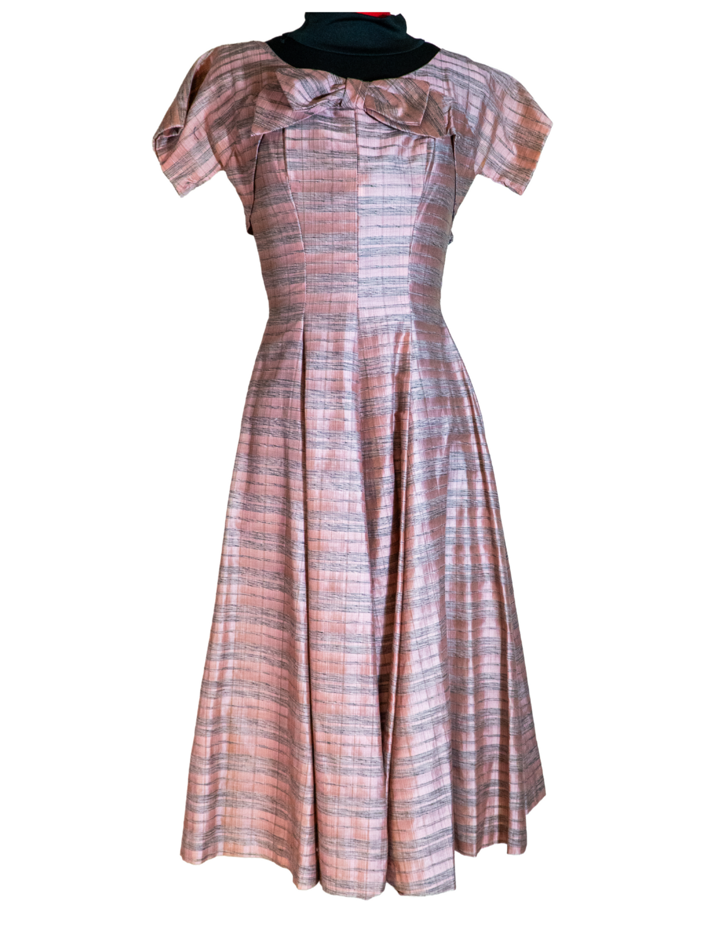 Soft & Pink: 1950s Striped Sheen Dress
