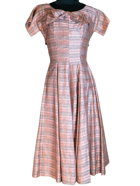 Soft & Pink: 1950s Striped Sheen Dress