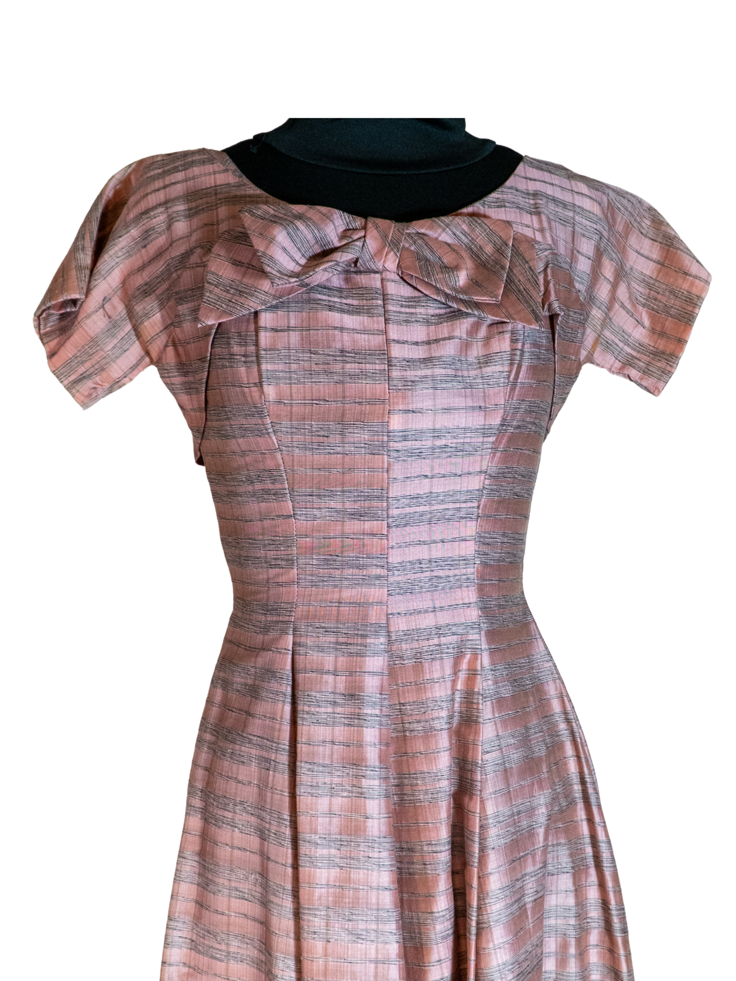 Soft & Pink: 1950s Striped Sheen Dress