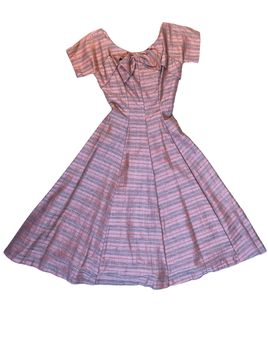 Soft & Pink: 1950s Striped Sheen Dress