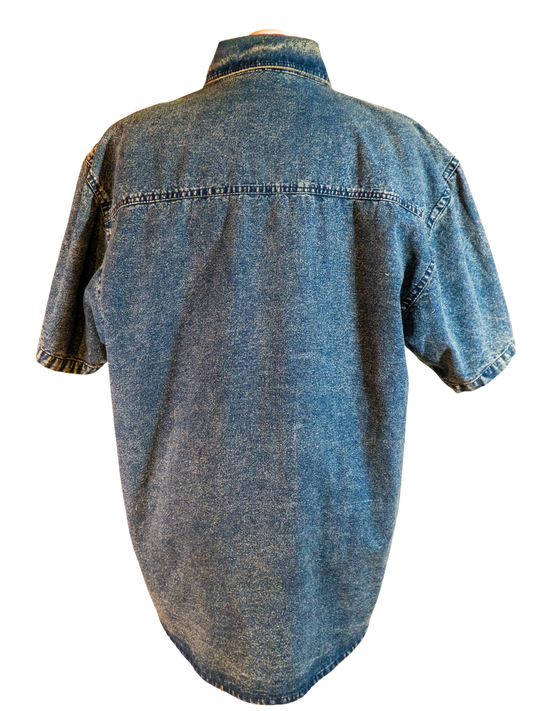 Stargazer Rodeo: Embroidered Denim Western Shirt