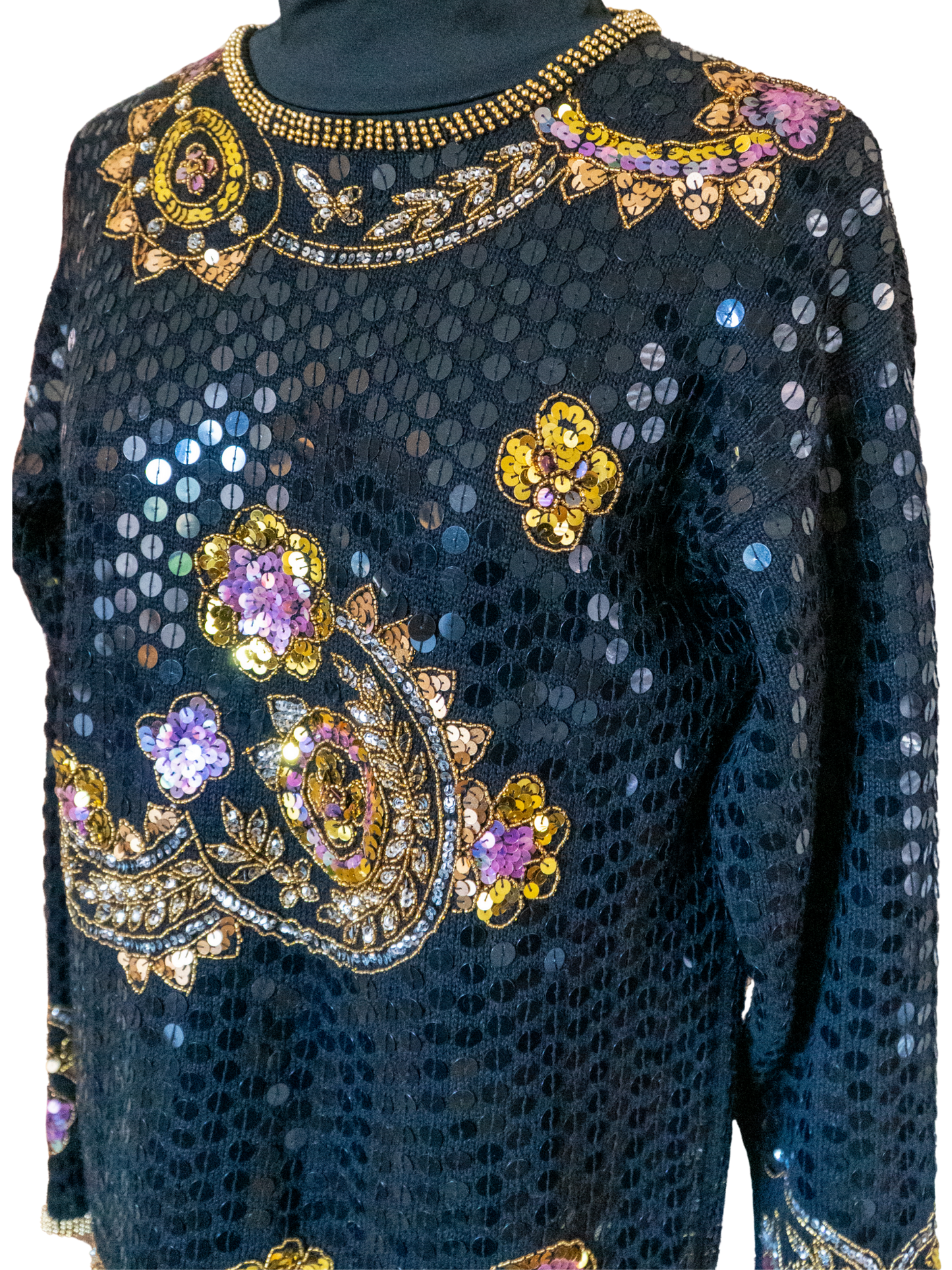 Bohemian Rhapsody Sequined Floral Paisley Sweater