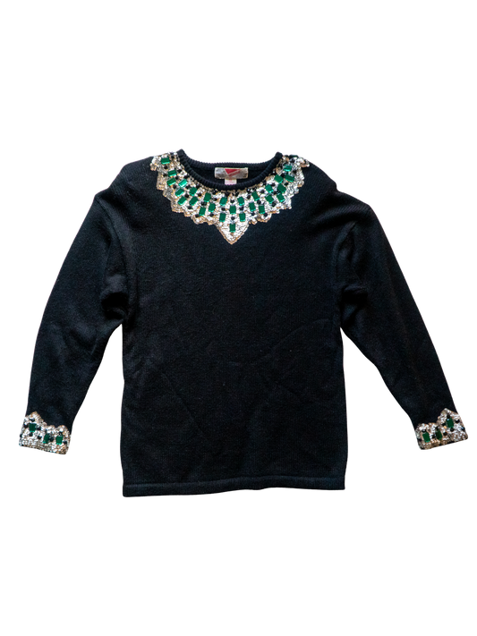 Emerald City: 1980s Jeweled Collar Sweater