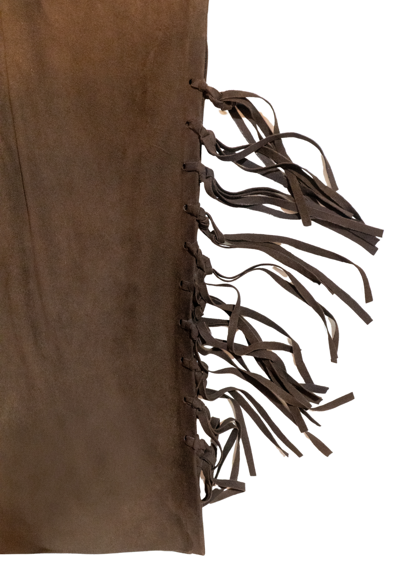 Desert Drifter: 1990s Brown Suede Fringe Pants
