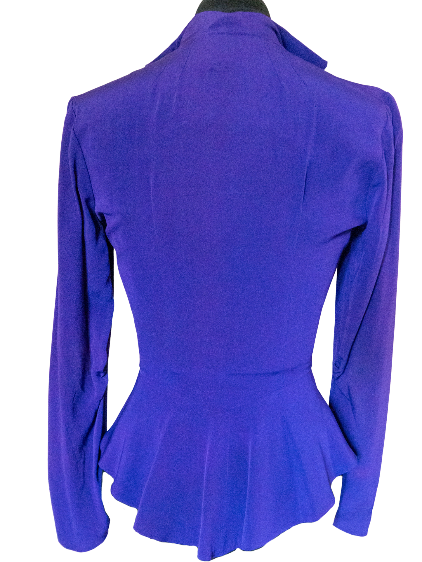 Electric Amethyst: 1980s Peplum Drama Blouse