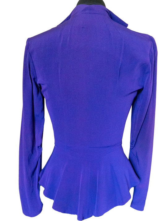 Electric Amethyst: 1980s Peplum Drama Blouse