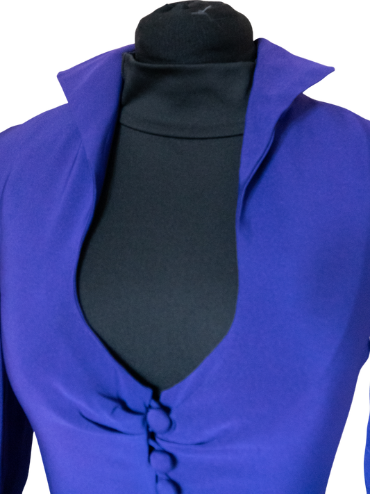 Electric Amethyst: 1980s Peplum Drama Blouse