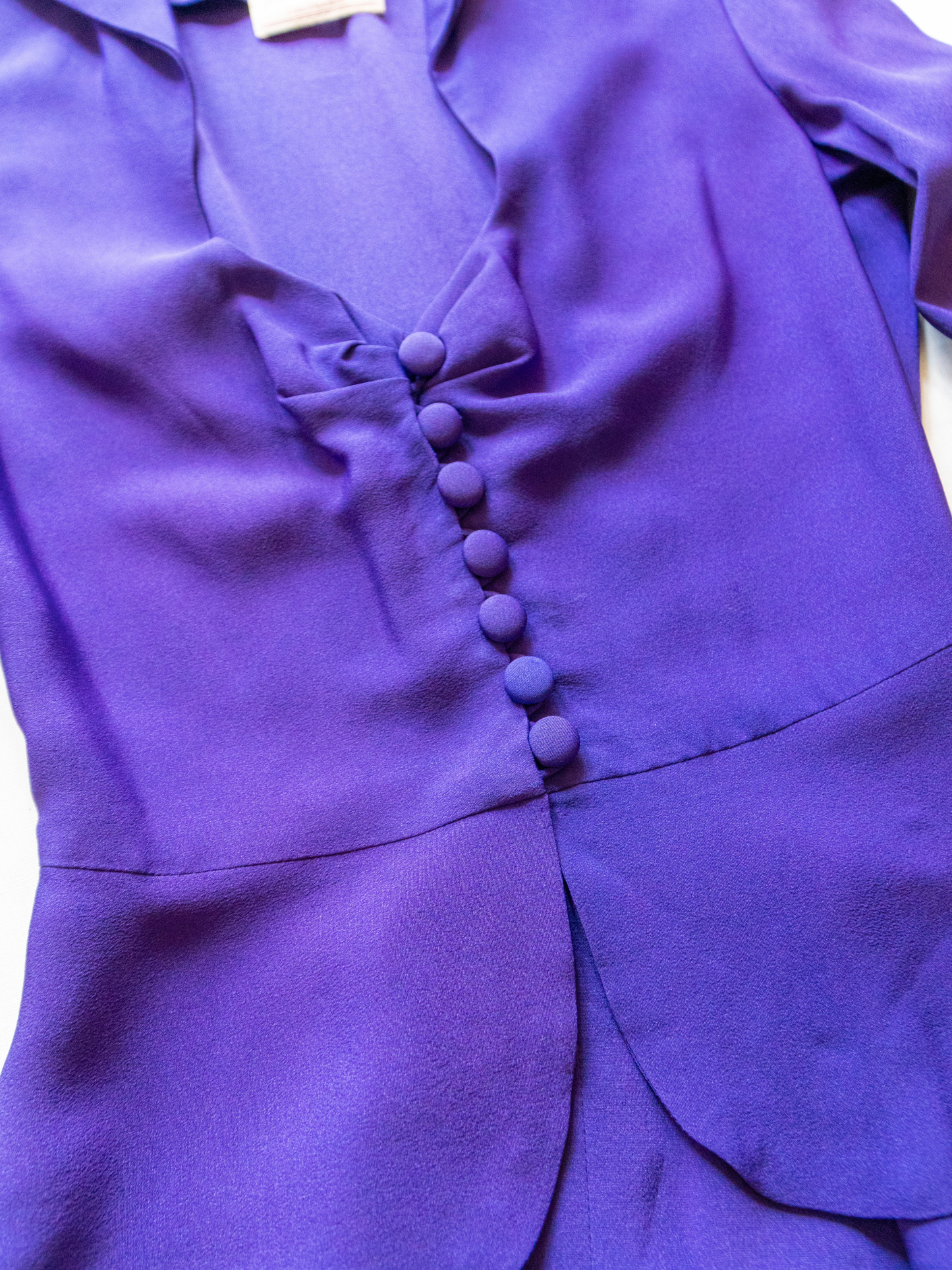 Electric Amethyst: 1980s Peplum Drama Blouse
