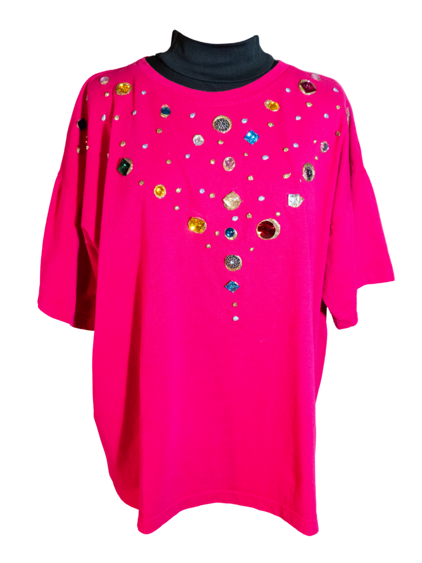 Starburst Theory: Hot Pink Jeweled Tee by Cesucci