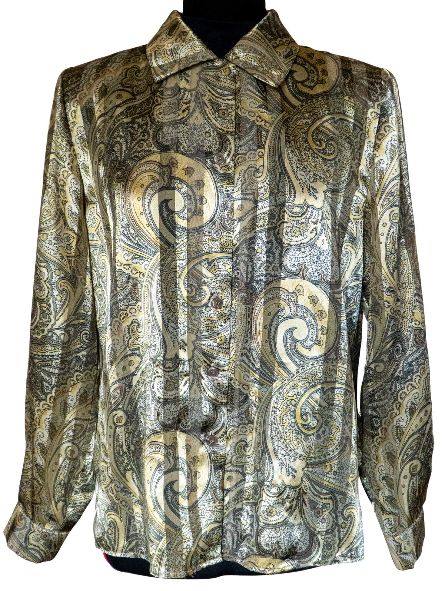 Golden Hour: 1970s Metallic Paisley Blouse
