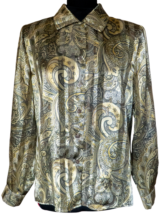 Golden Hour: 1970s Metallic Paisley Blouse