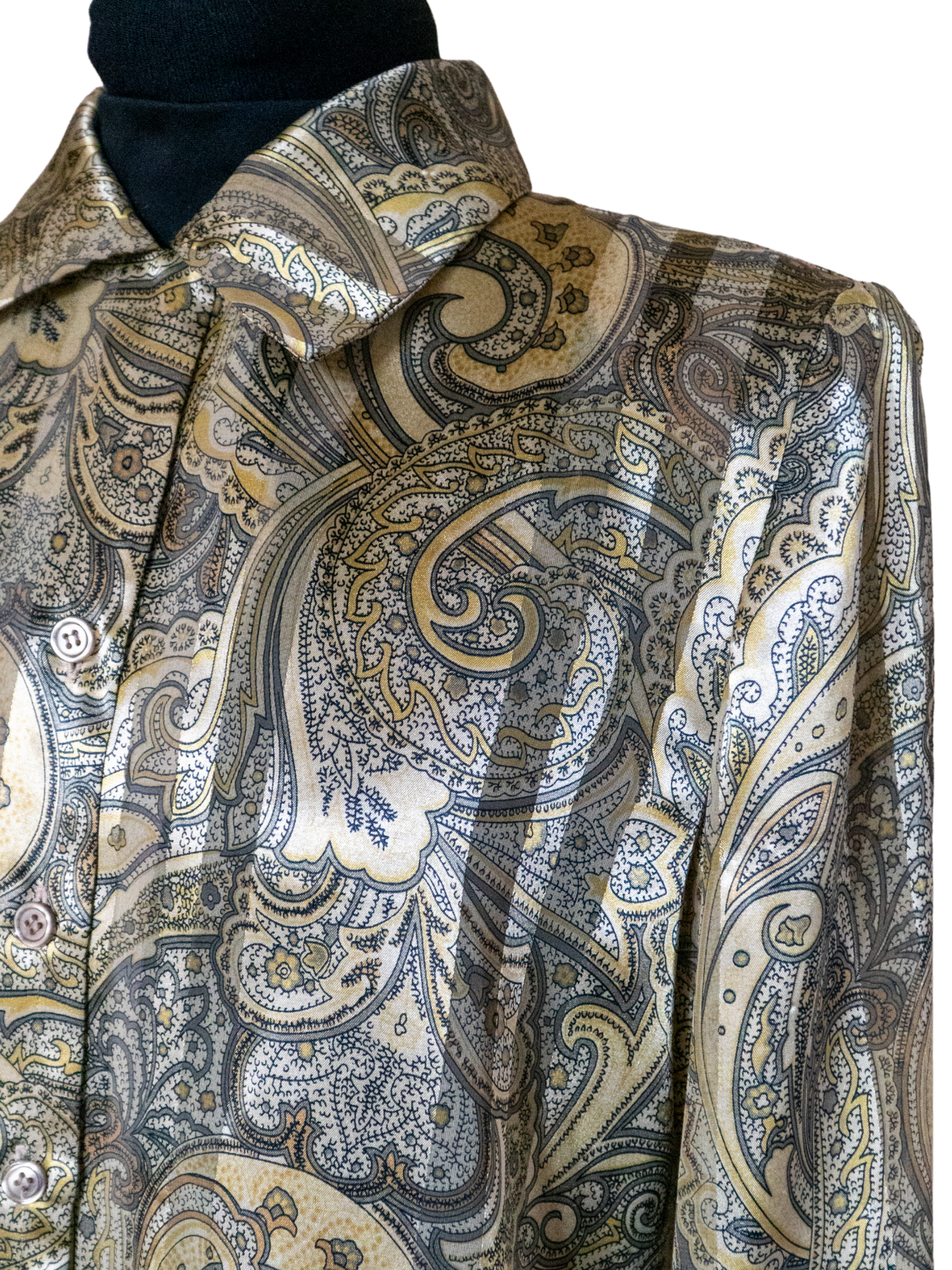 Golden Hour: 1970s Metallic Paisley Blouse