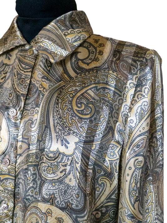 Golden Hour: 1970s Metallic Paisley Blouse