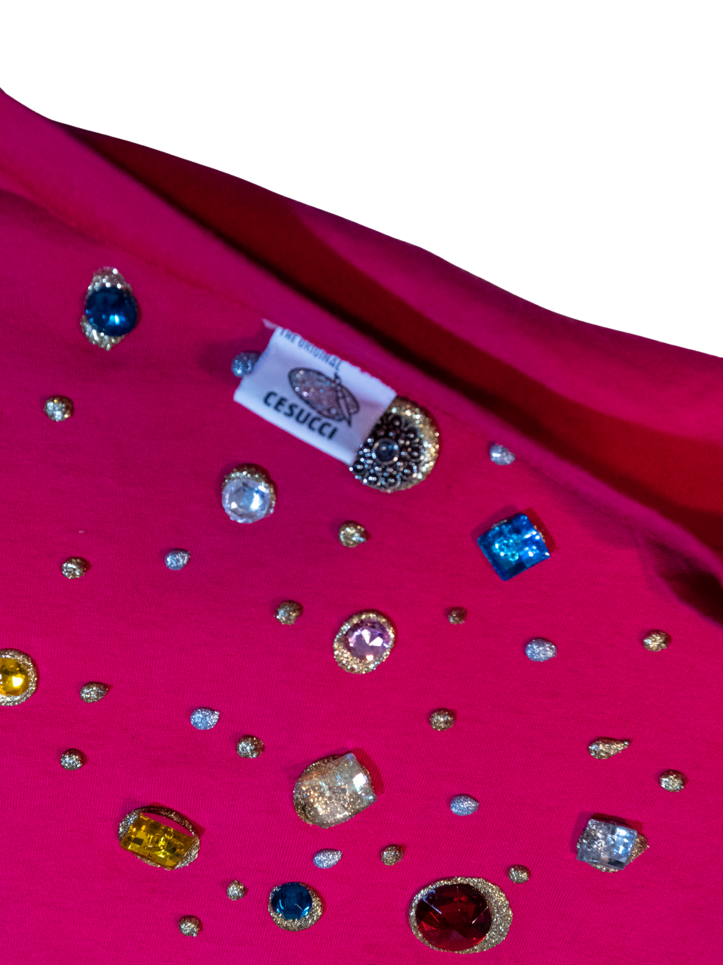 Starburst Theory: Hot Pink Jeweled Tee by Cesucci