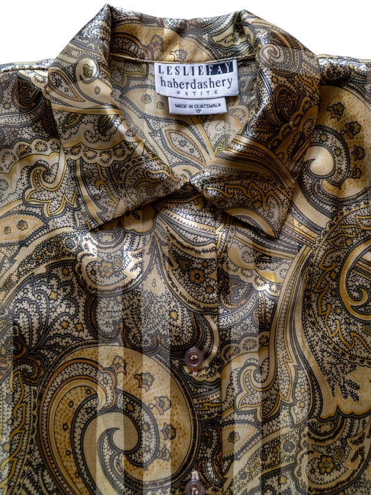 Golden Hour: 1970s Metallic Paisley Blouse