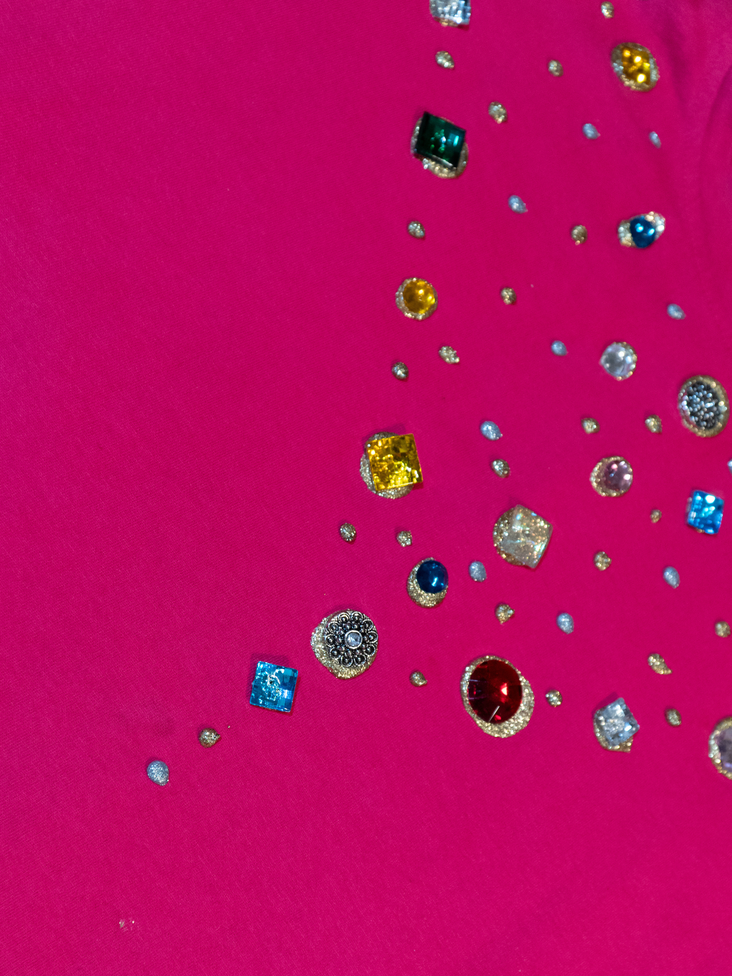 Starburst Theory: Hot Pink Jeweled Tee by Cesucci