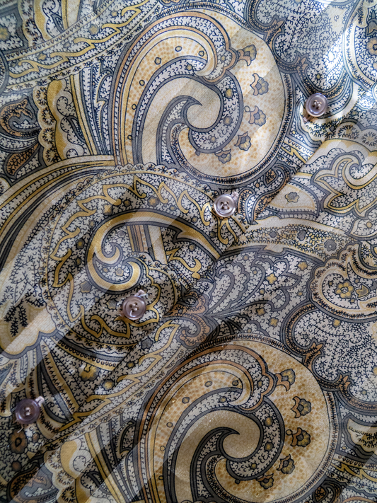 Golden Hour: 1970s Metallic Paisley Blouse