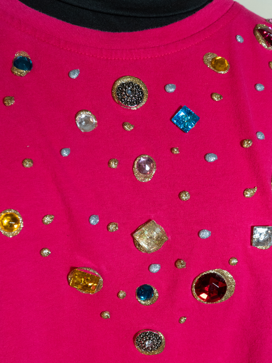 Starburst Theory: Hot Pink Jeweled Tee by Cesucci