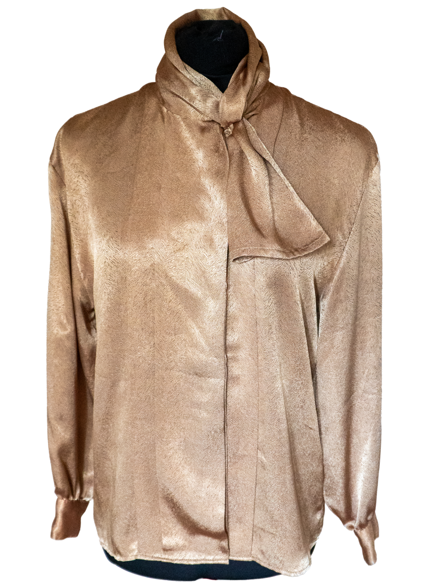 Molten Muse: 1980s Bronze Tie-Neck Blouse