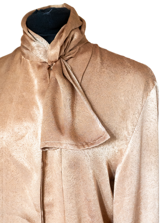 Molten Muse: 1980s Bronze Tie-Neck Blouse
